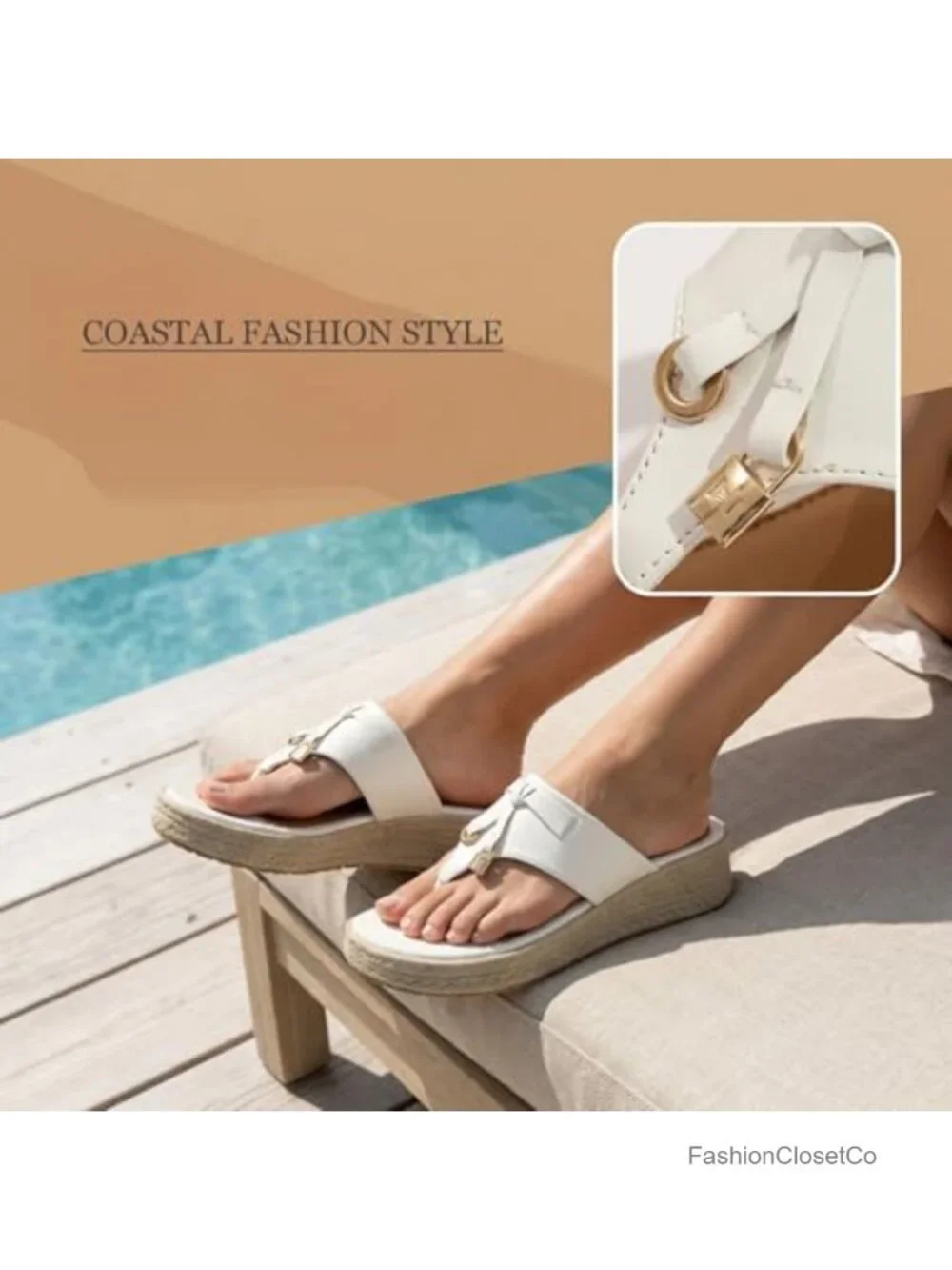 T-strap Faux Espadrille Wedge Flip Flops Platform Sandals Boho Thong Slides
